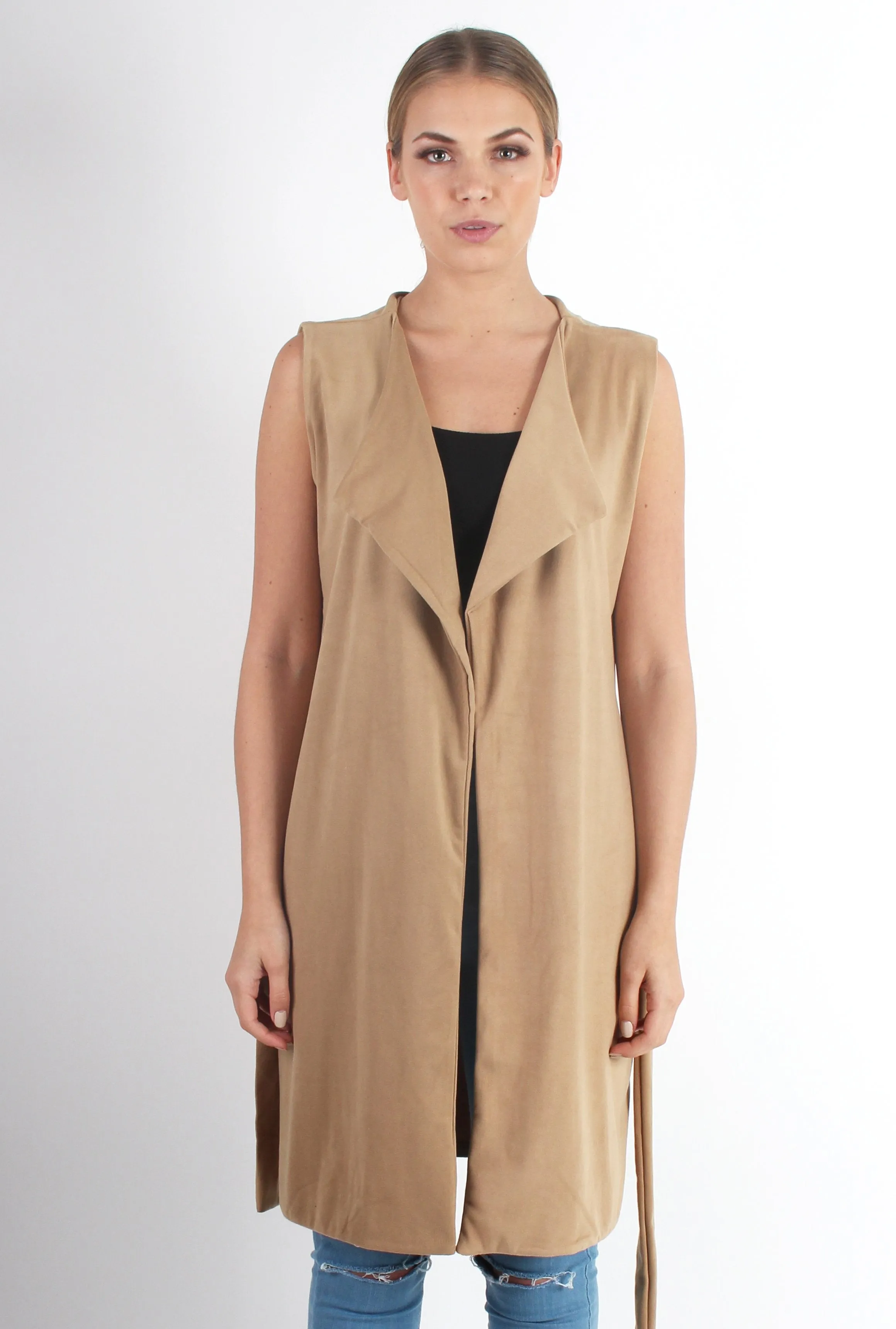 Maggie Camel Sleeveless Coat