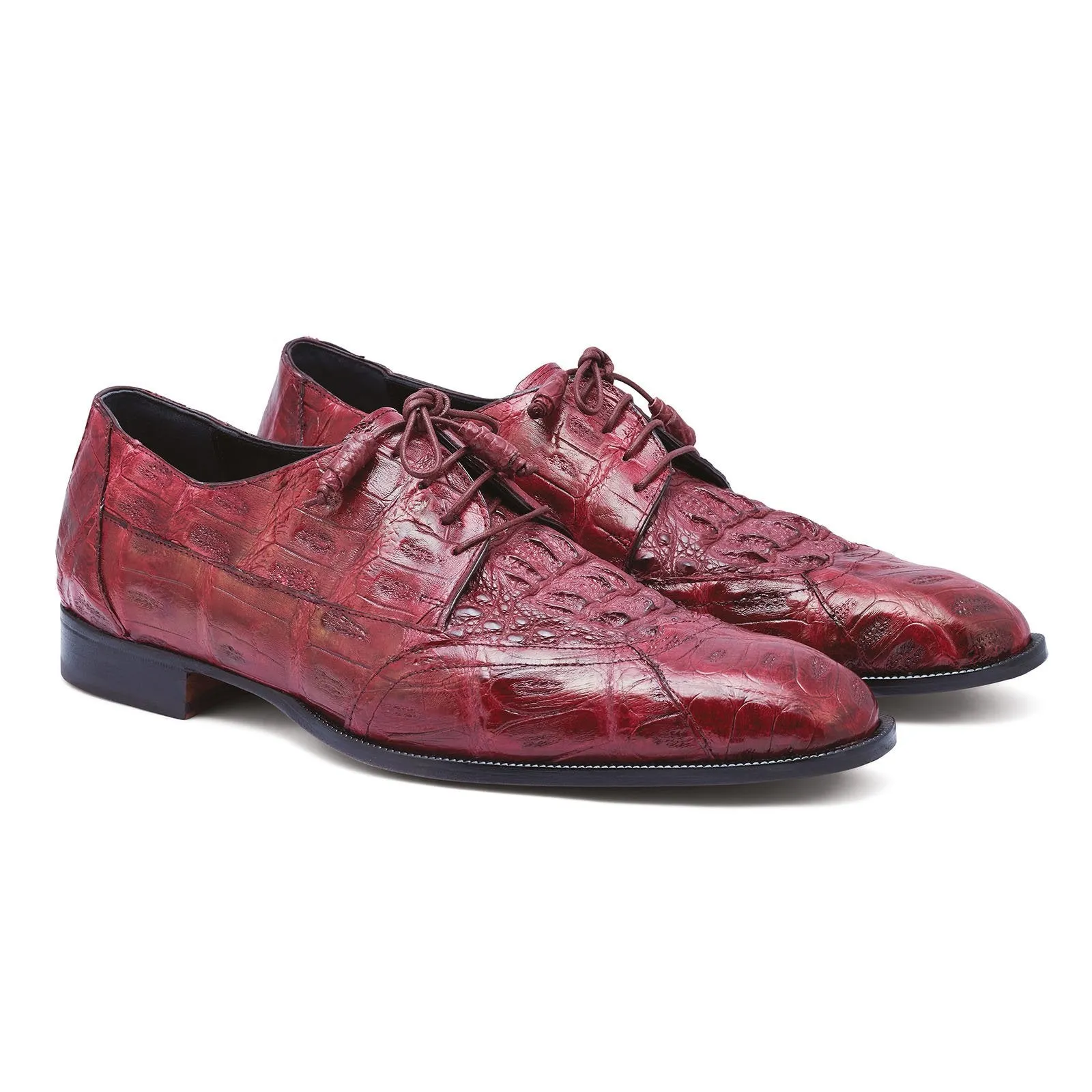 Mauri Casino M777 Men's Shoes Burgundy Crocodile / Hornback Oxfords (MAS5265)