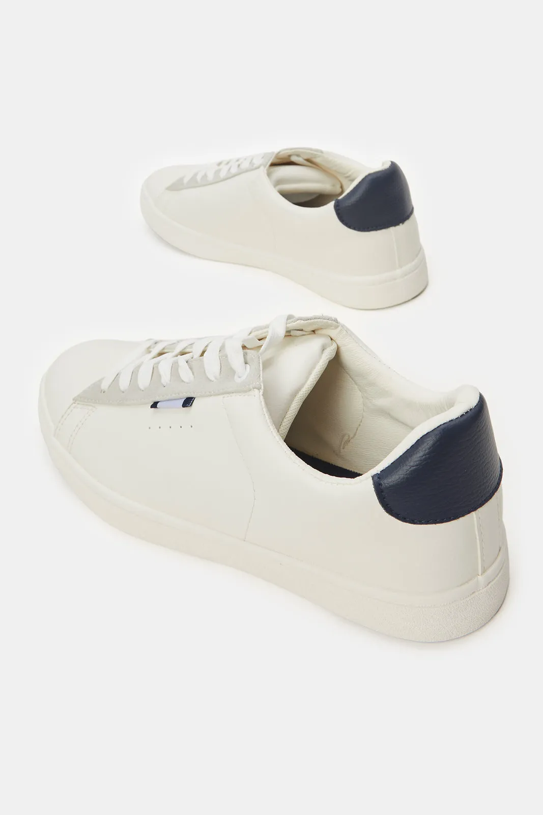 Men Cream Material Block Sneaker