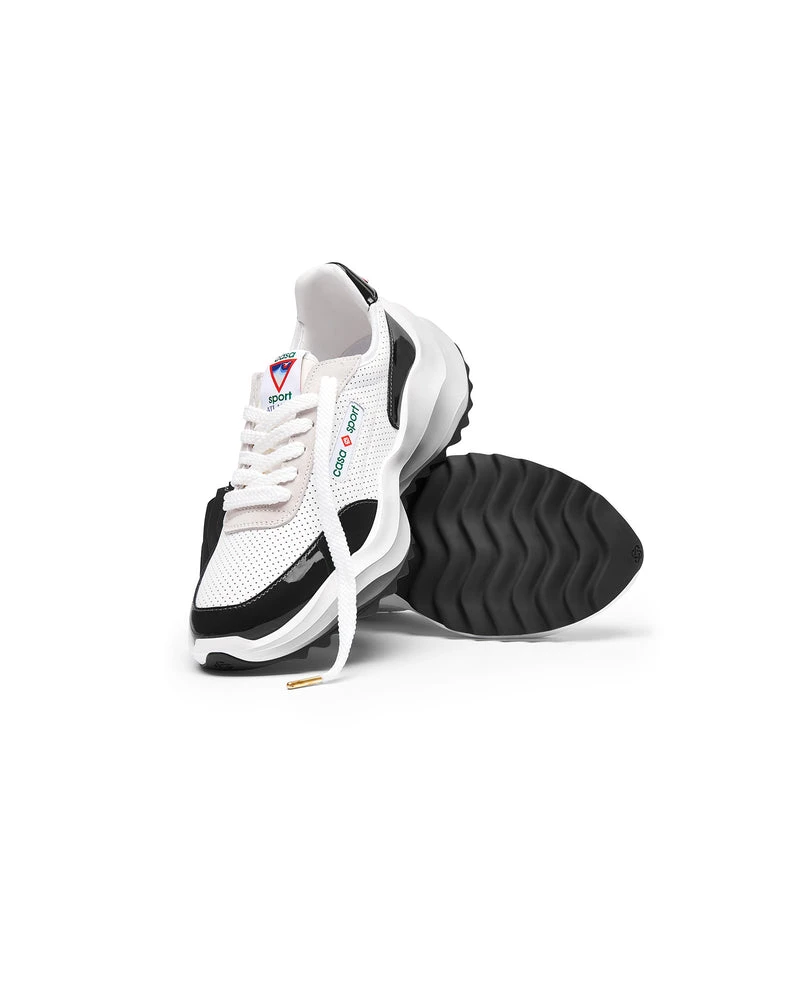 --Mens Atlantis White & Black Sneaker-