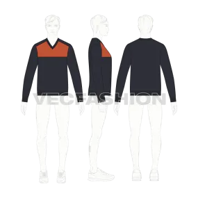 Mens Color Blocked V Neck Sweater Vector Sketch