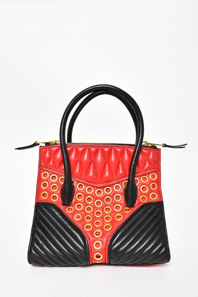 Miu Miu Red/Black Leather Grommet 