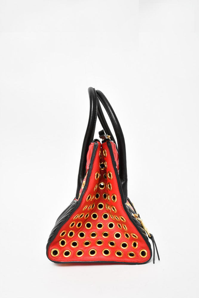 Miu Miu Red/Black Leather Grommet 