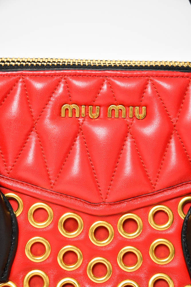 Miu Miu Red/Black Leather Grommet 