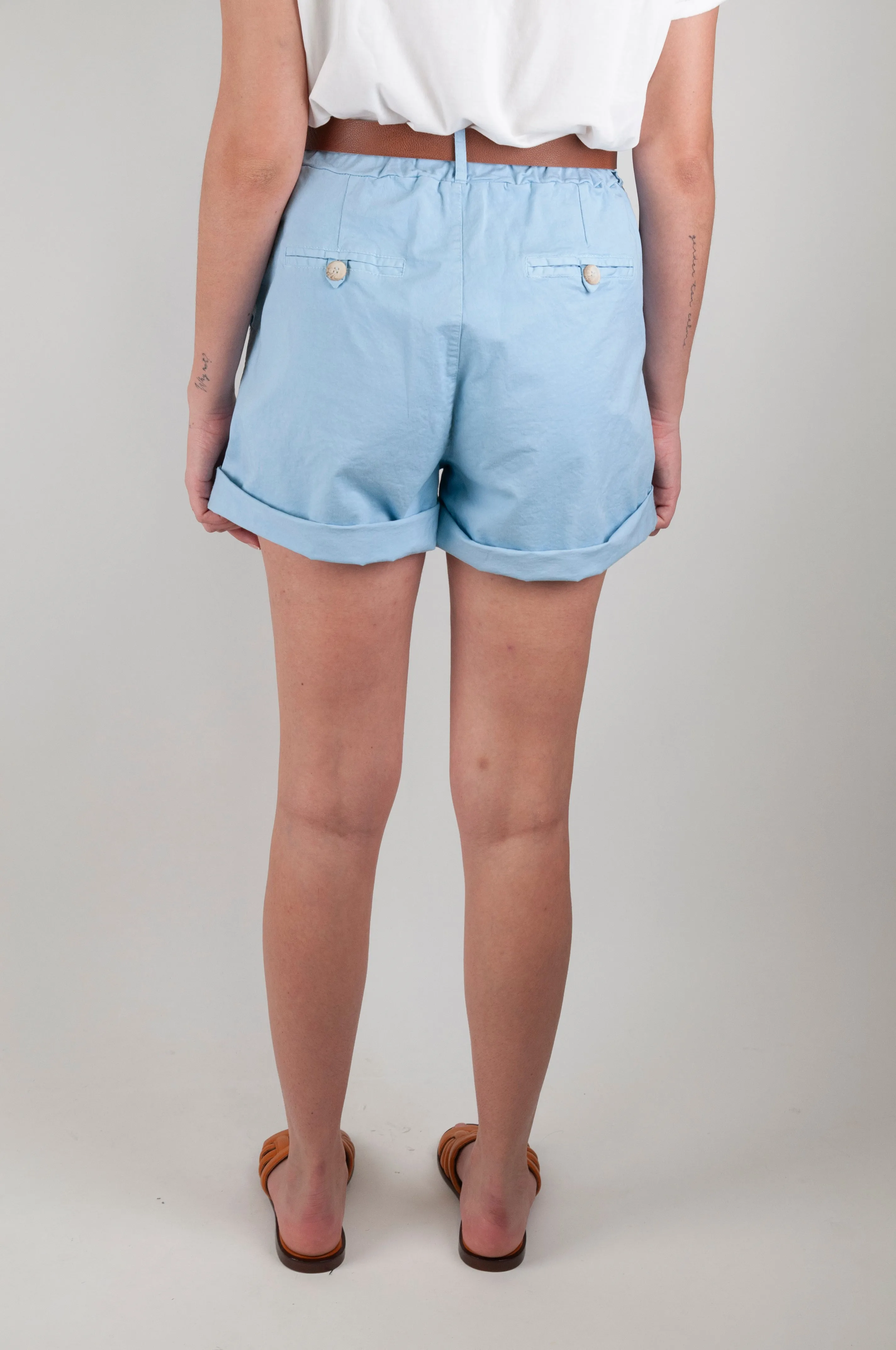 Motel - Shorts con elastico in vita e tasca sfrangiata