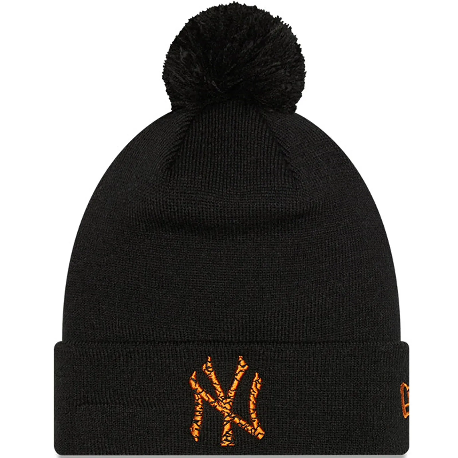 New Era Mens New York Yankees MLB Cuffed Infill Logo Bobble Hat - Black