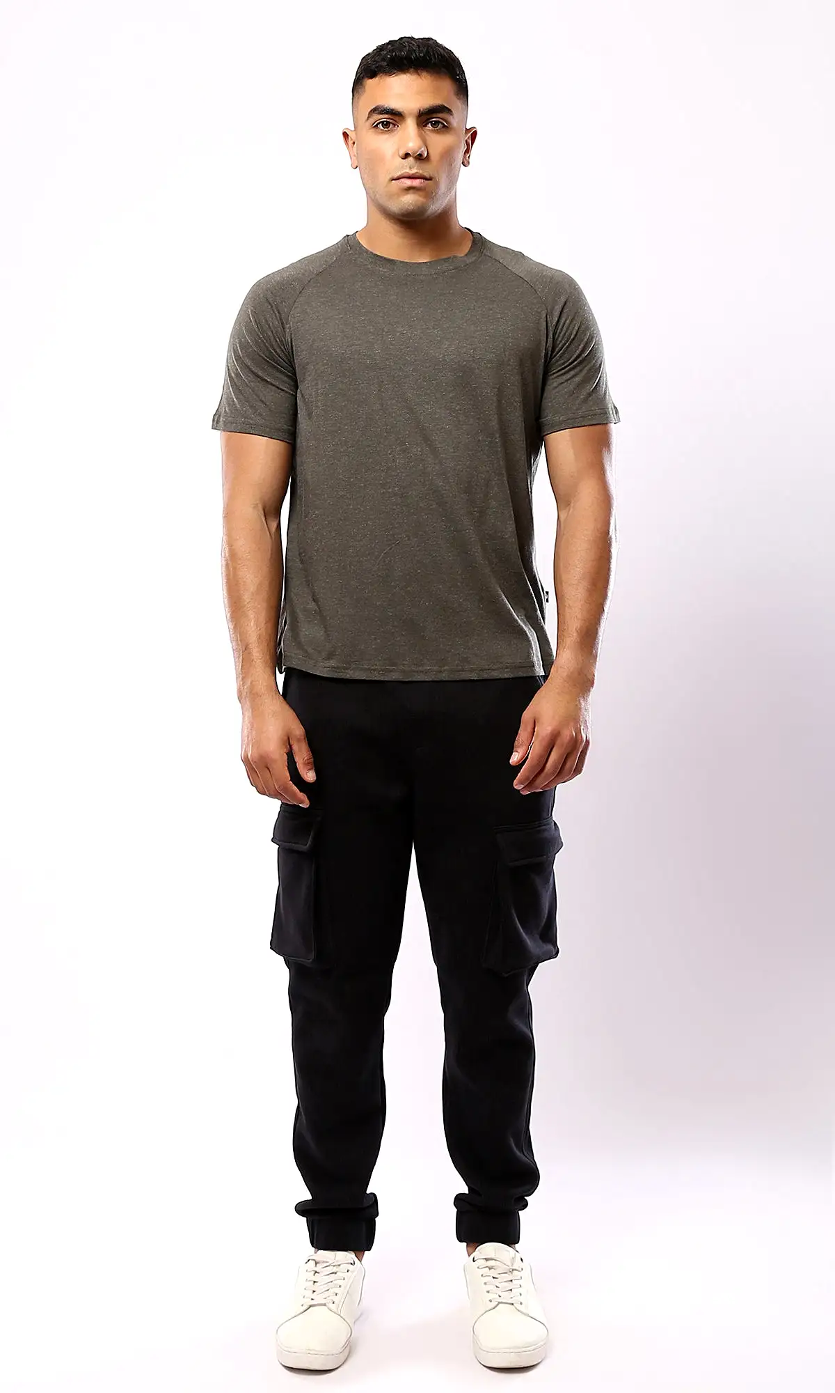 O181705 Short Sleeves Heather Dark Olive Comfort Tee