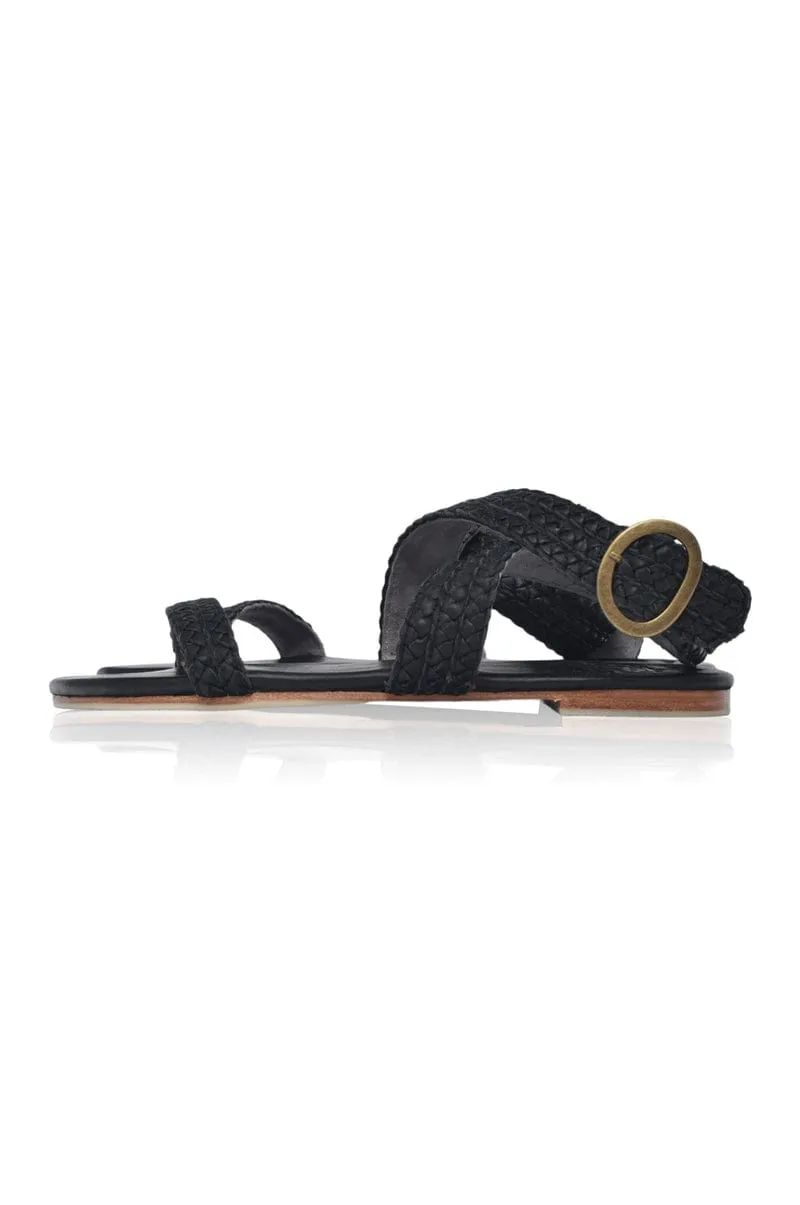 Orra Greek Leather Sandals in Black