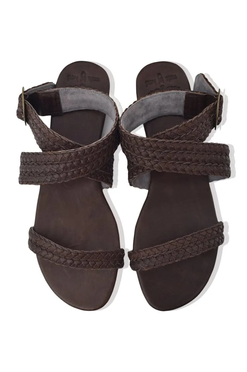 Orra Greek Leather Sandals in Black