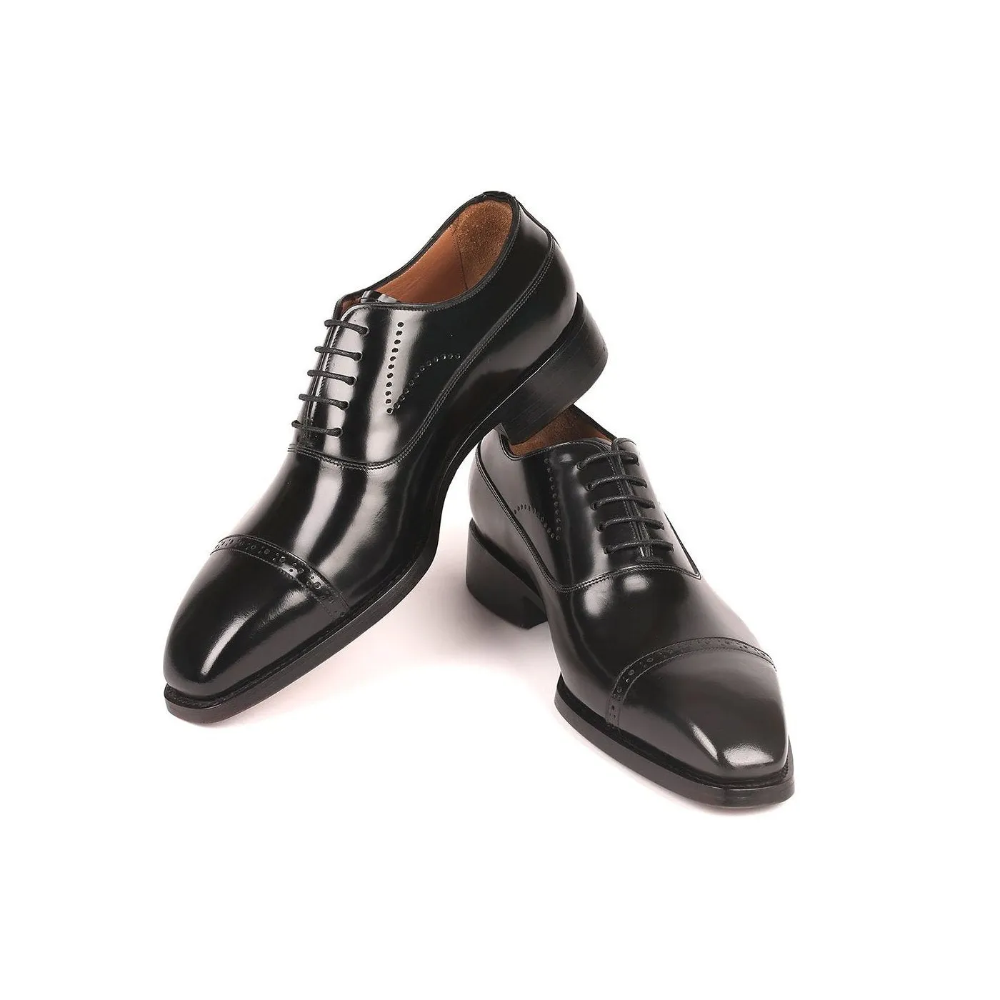 Paul Parkman 056BLK84 Men's Shoes Burgundy Polished Calf-Skin Leather Cap-Toe Oxfords(PM6259)