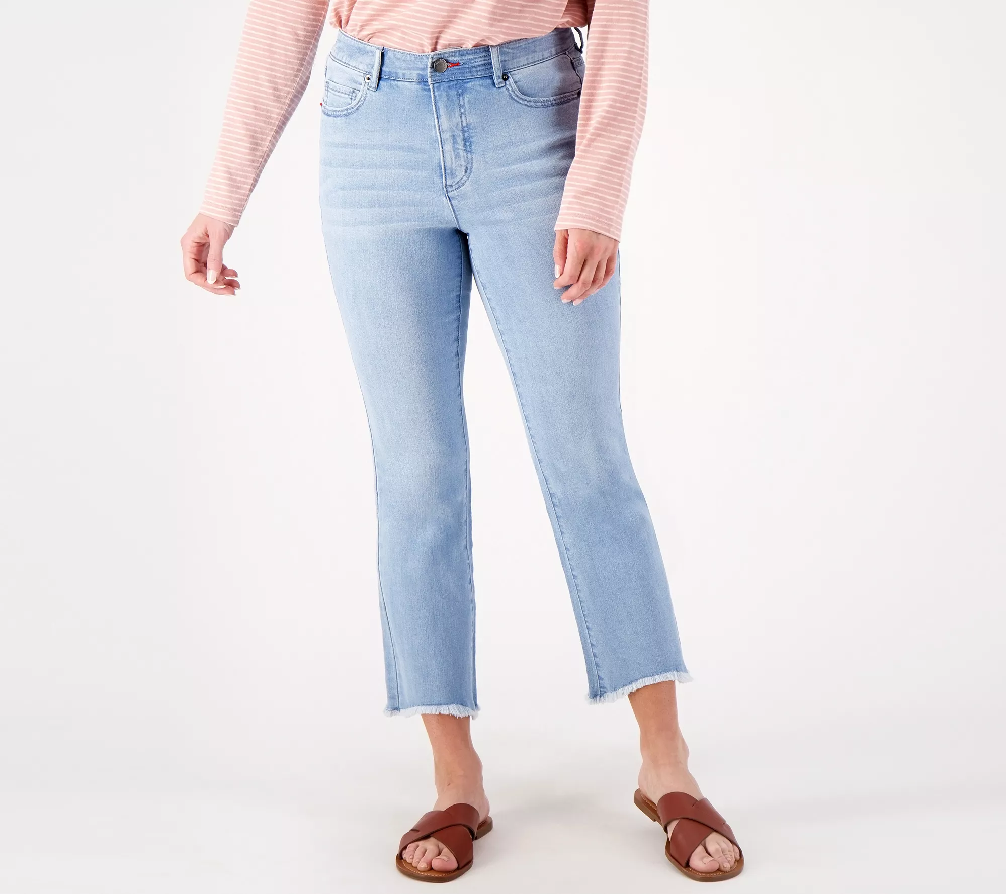 Peace Love World Petite Slim Straight Raw Hem Jeans