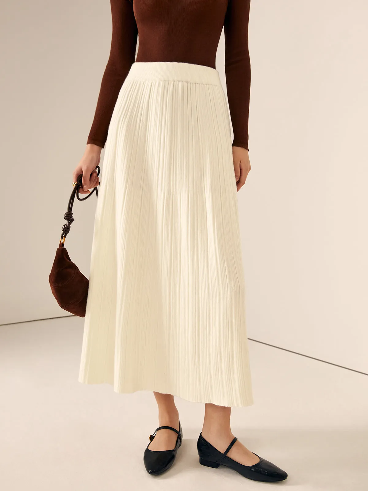 Plain Sweater Midi Skirt