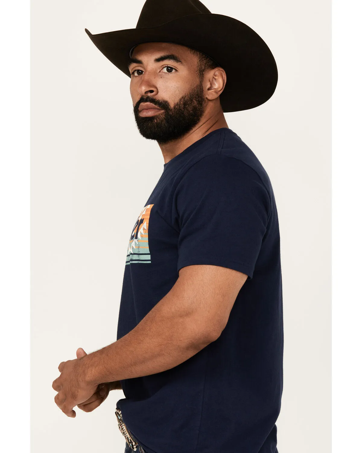 Product Name:  Wrangler Men's Boot Barn Exclusive Southwestern Box Logo Short Sleeve Graphic T-Shirt