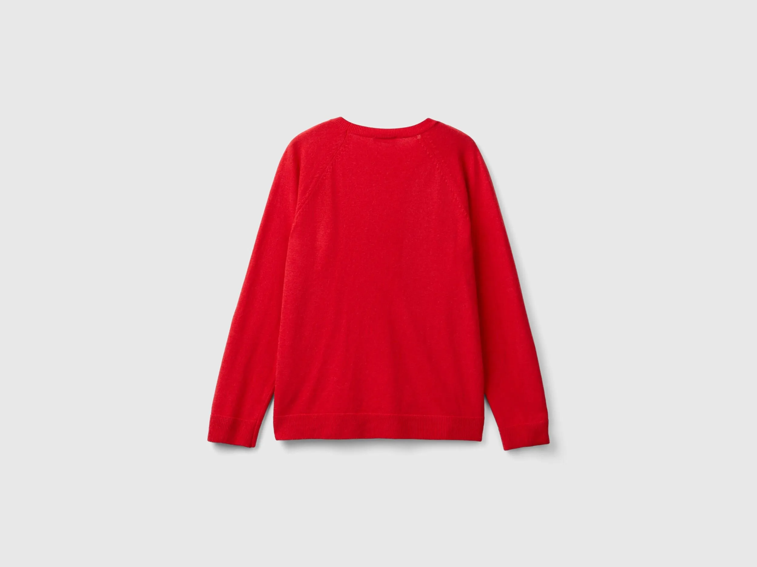 Red crew neck sweater in wool and cashmere blend - Red | Benetton