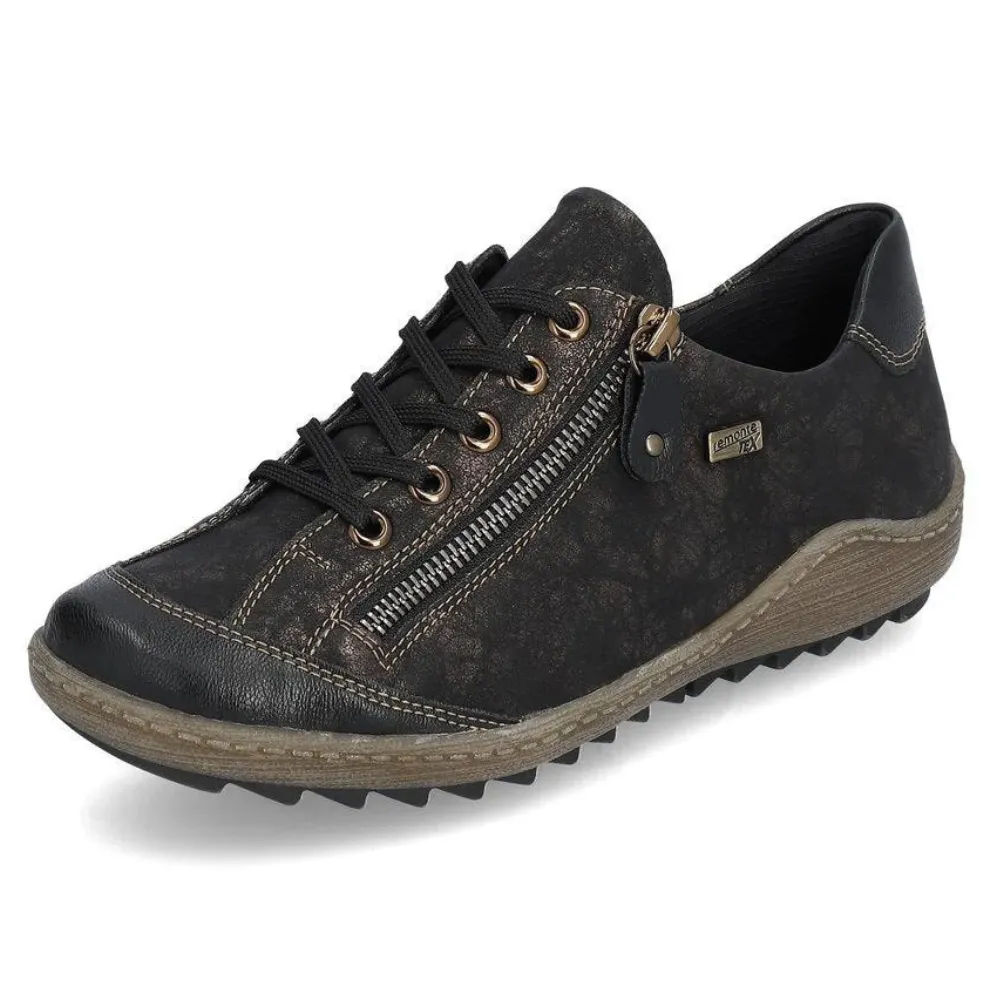 Remonte Liv 02 Black/Antique Leather Sneaker (Women's)