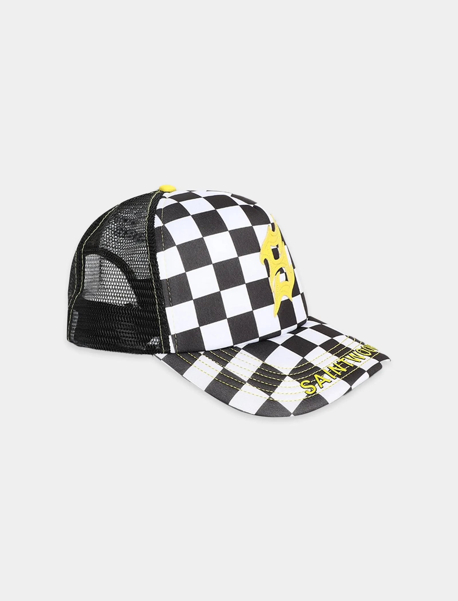 SAINTWOODS SW CHECKERED HAT   BLACK