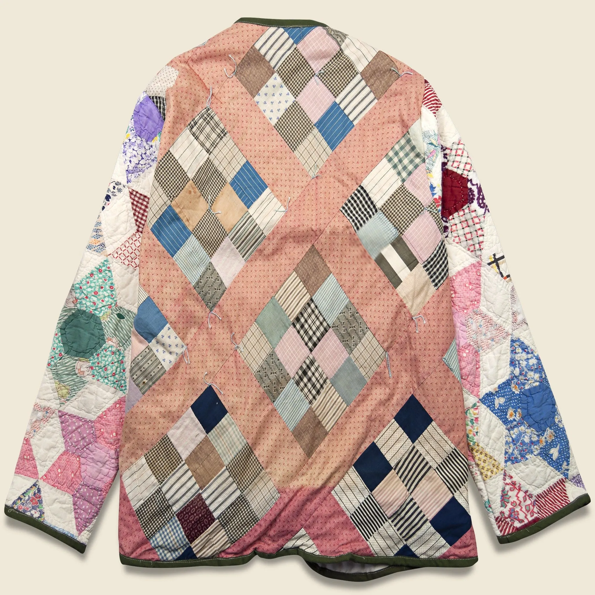 Scofield Diamond w/ Tassles Quilt Kimono - Pink/Blue