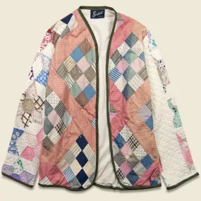 Scofield Diamond w/ Tassles Quilt Kimono - Pink/Blue