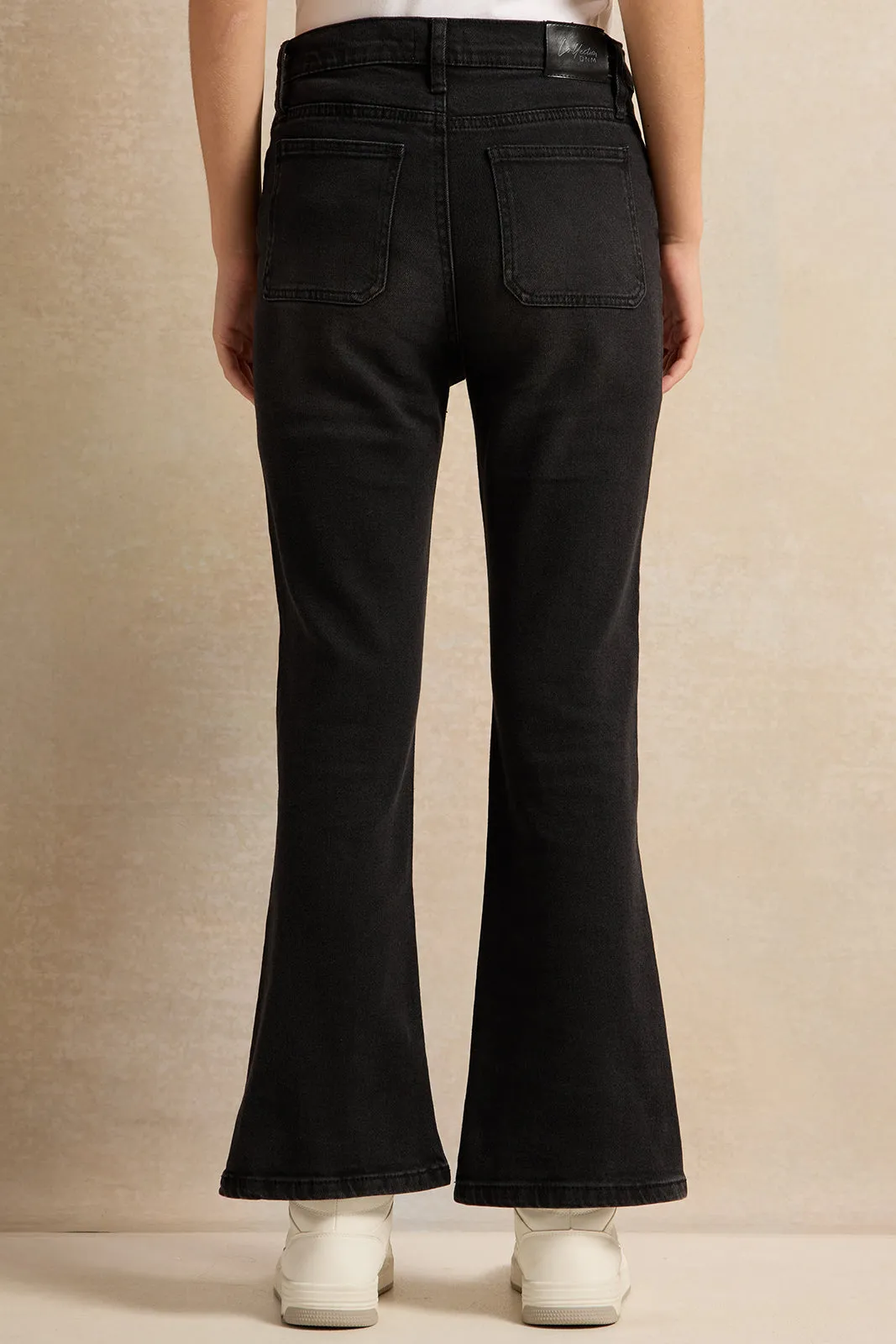 Senior Girls Black Flared Jeans