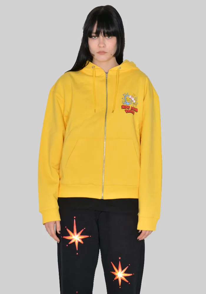 SKY HIGH FARM SHF03T023 SLIPPERY WHEN WET GRAPHIC ZIP SWEAT HOODIE YELLOW