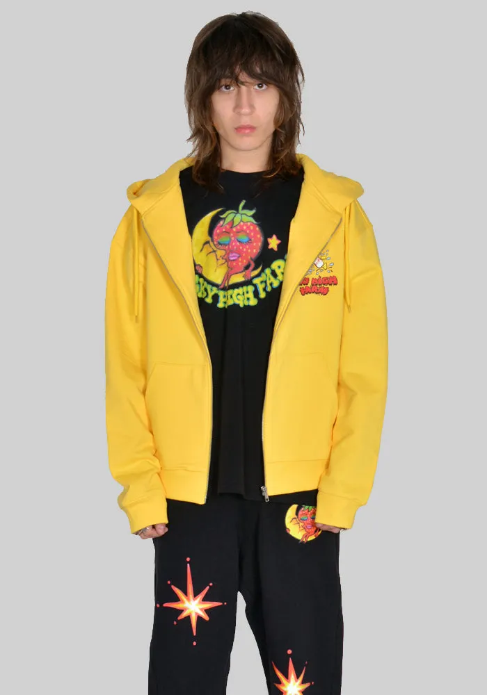 SKY HIGH FARM SHF03T023 SLIPPERY WHEN WET GRAPHIC ZIP SWEAT HOODIE YELLOW