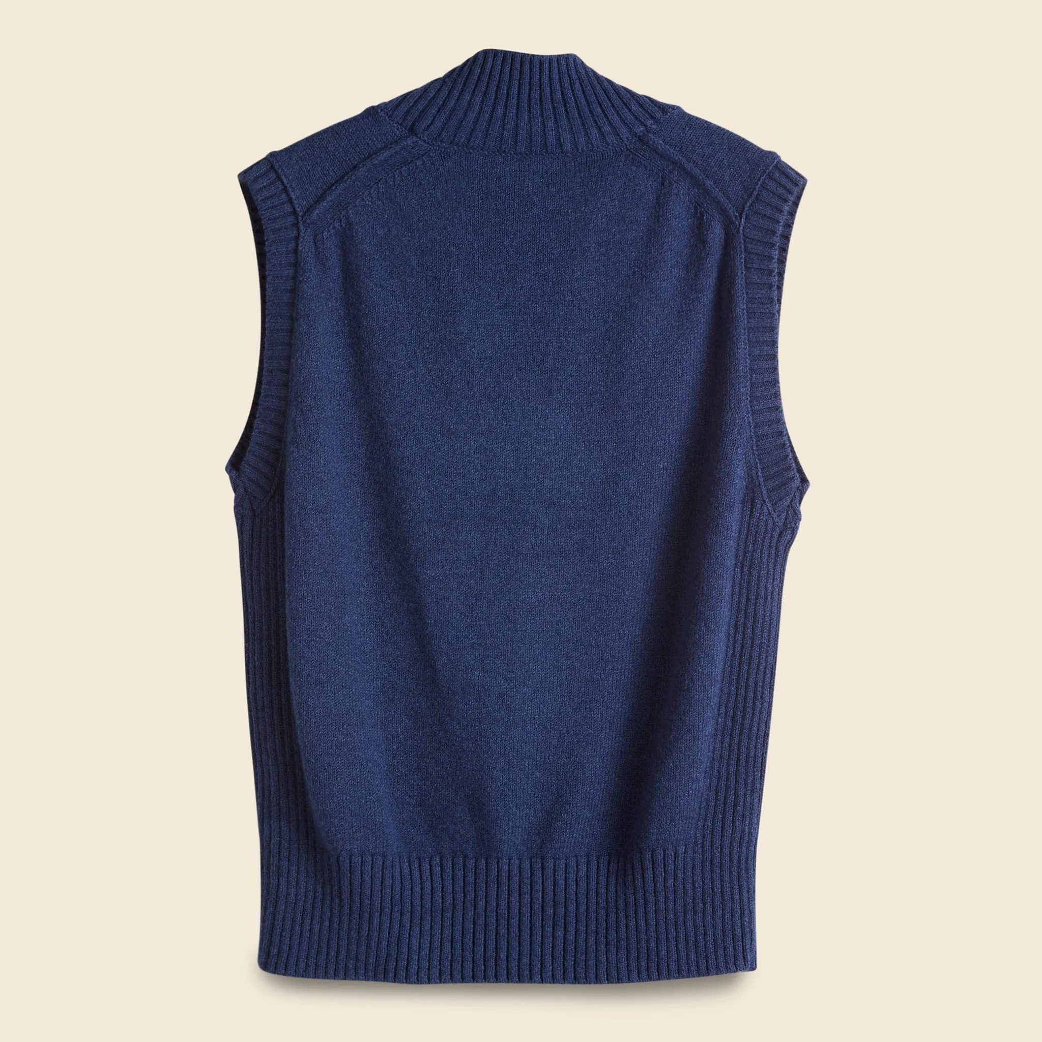 Sleeveless Mock Neck Sweater - Navy