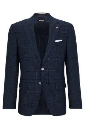 Slim-fit jacket in a checked stretch-wool blend 