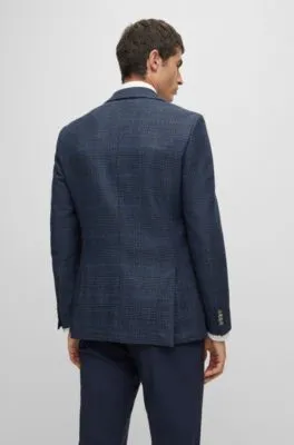 Slim-fit jacket in a checked stretch-wool blend 