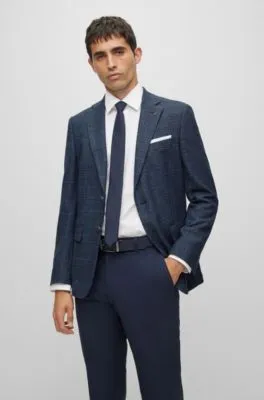 Slim-fit jacket in a checked stretch-wool blend 