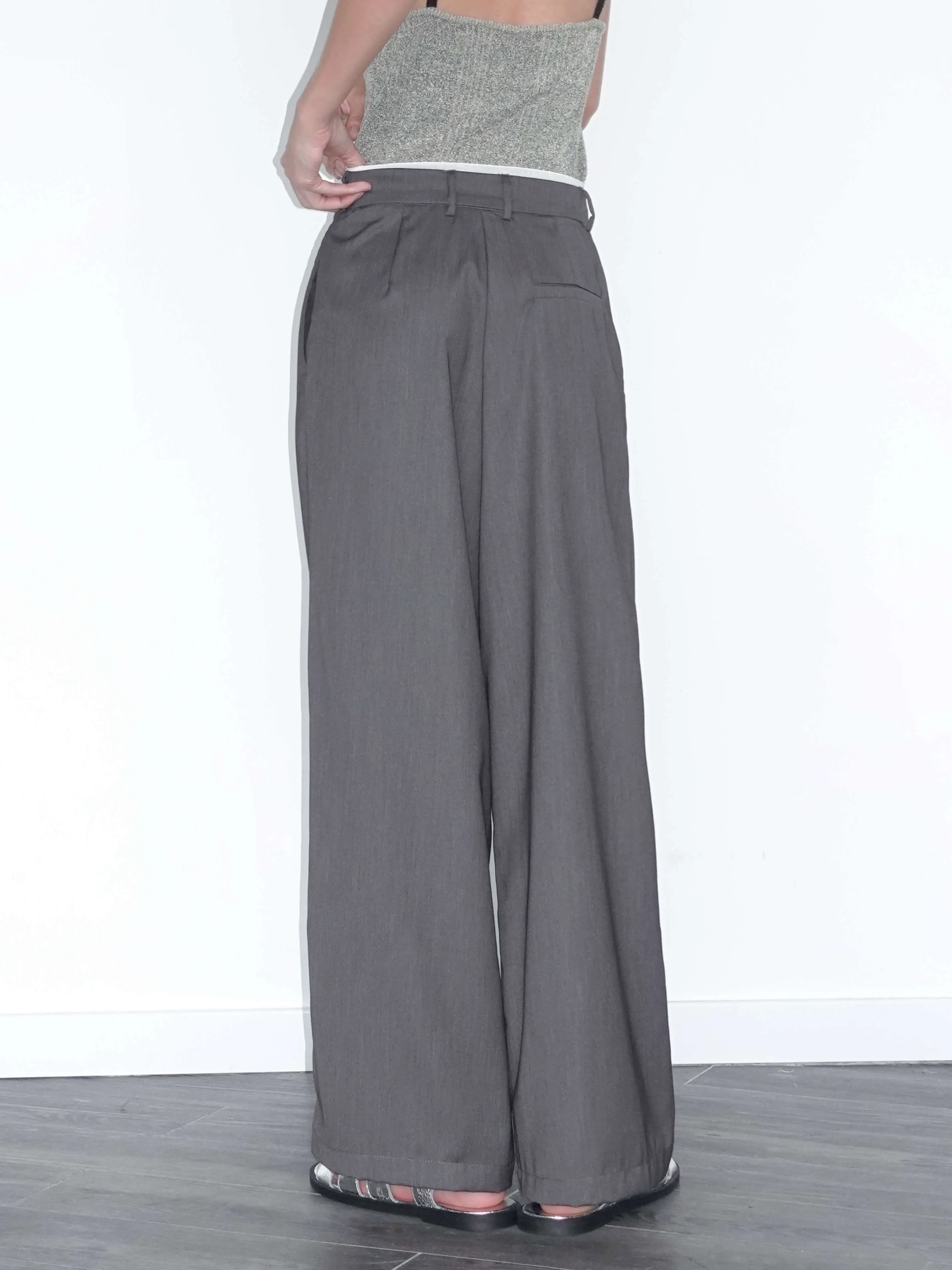 Slim Wide Leg Straight Casual Trousers