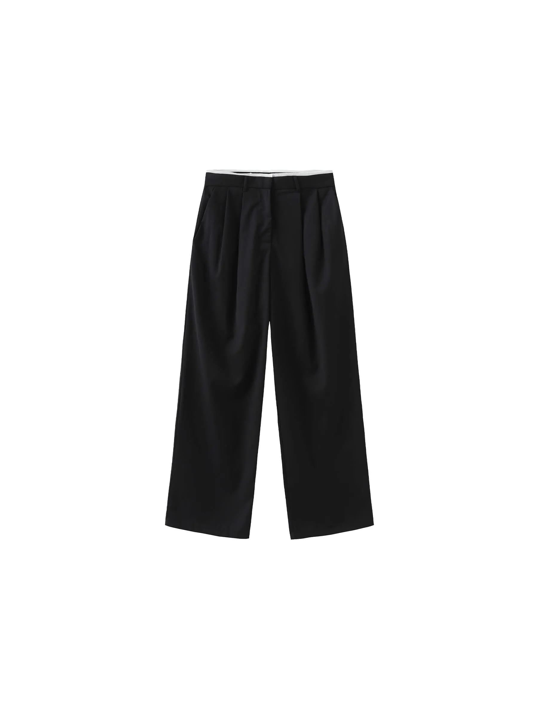 Slim Wide Leg Straight Casual Trousers