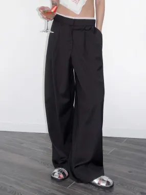 Slim Wide Leg Straight Casual Trousers