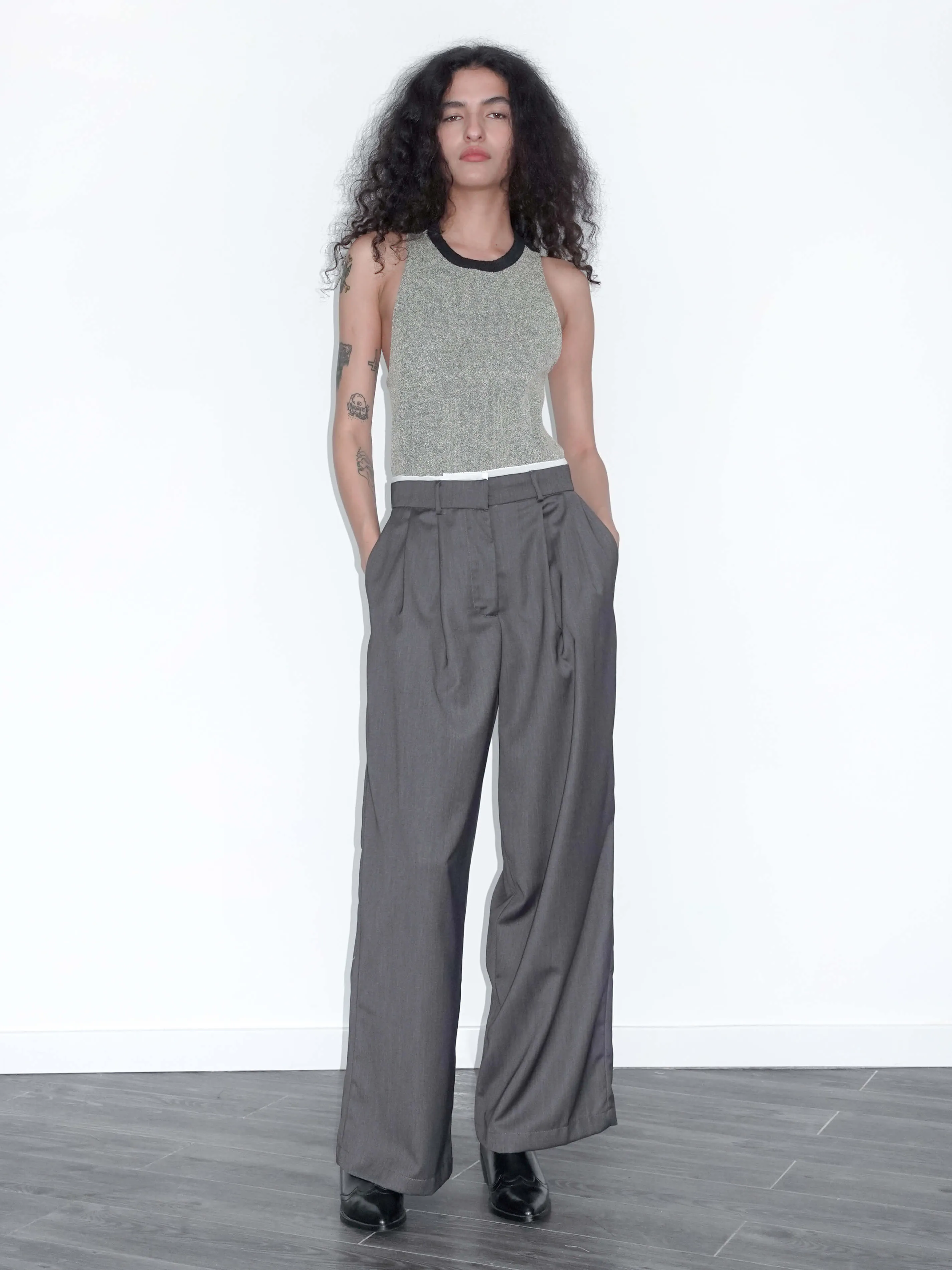 Slim Wide Leg Straight Casual Trousers