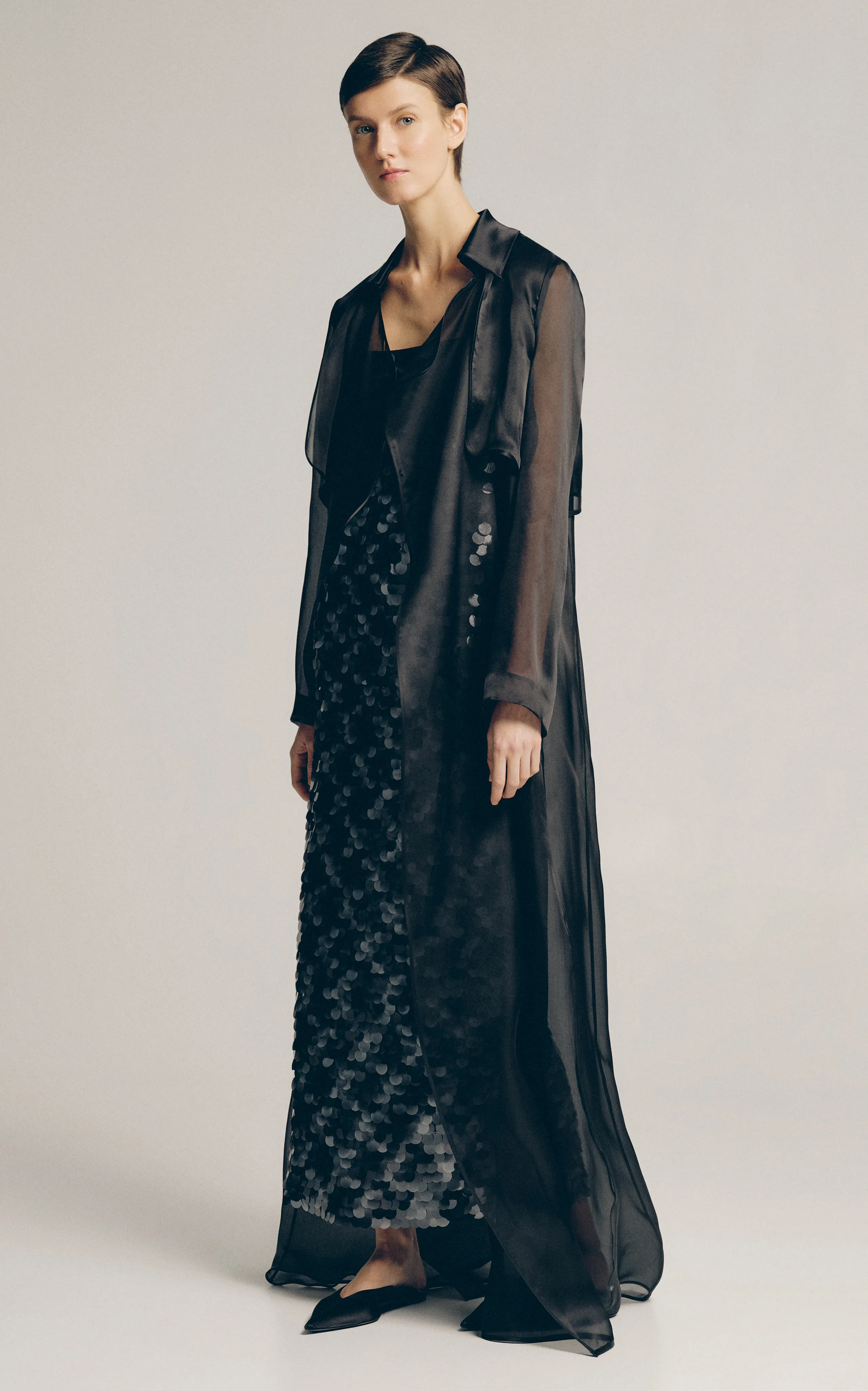 Sophie et Voila Long Silk-Georgette Coat