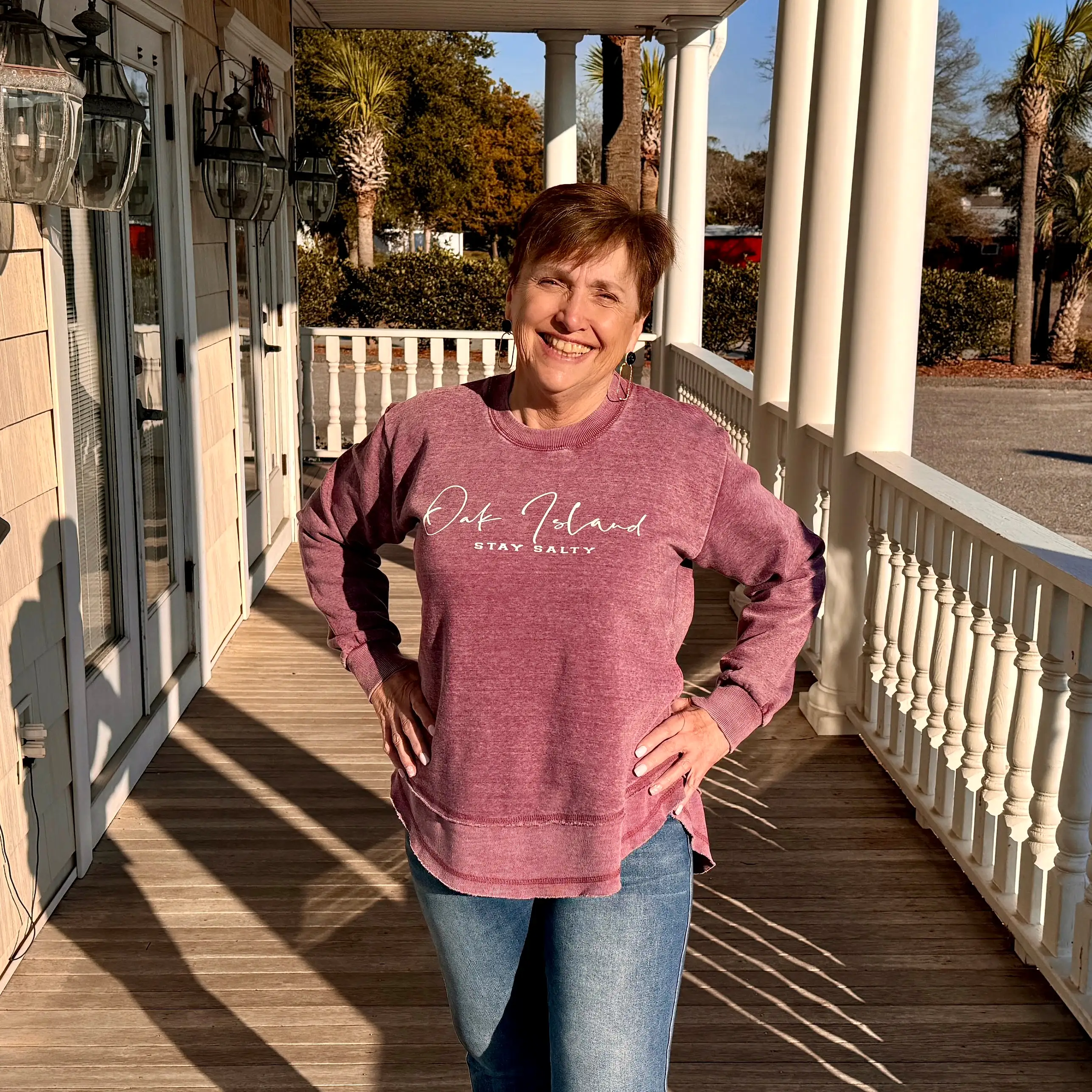 Stay Salty Sweatshirt - Oak Island in Burgundy