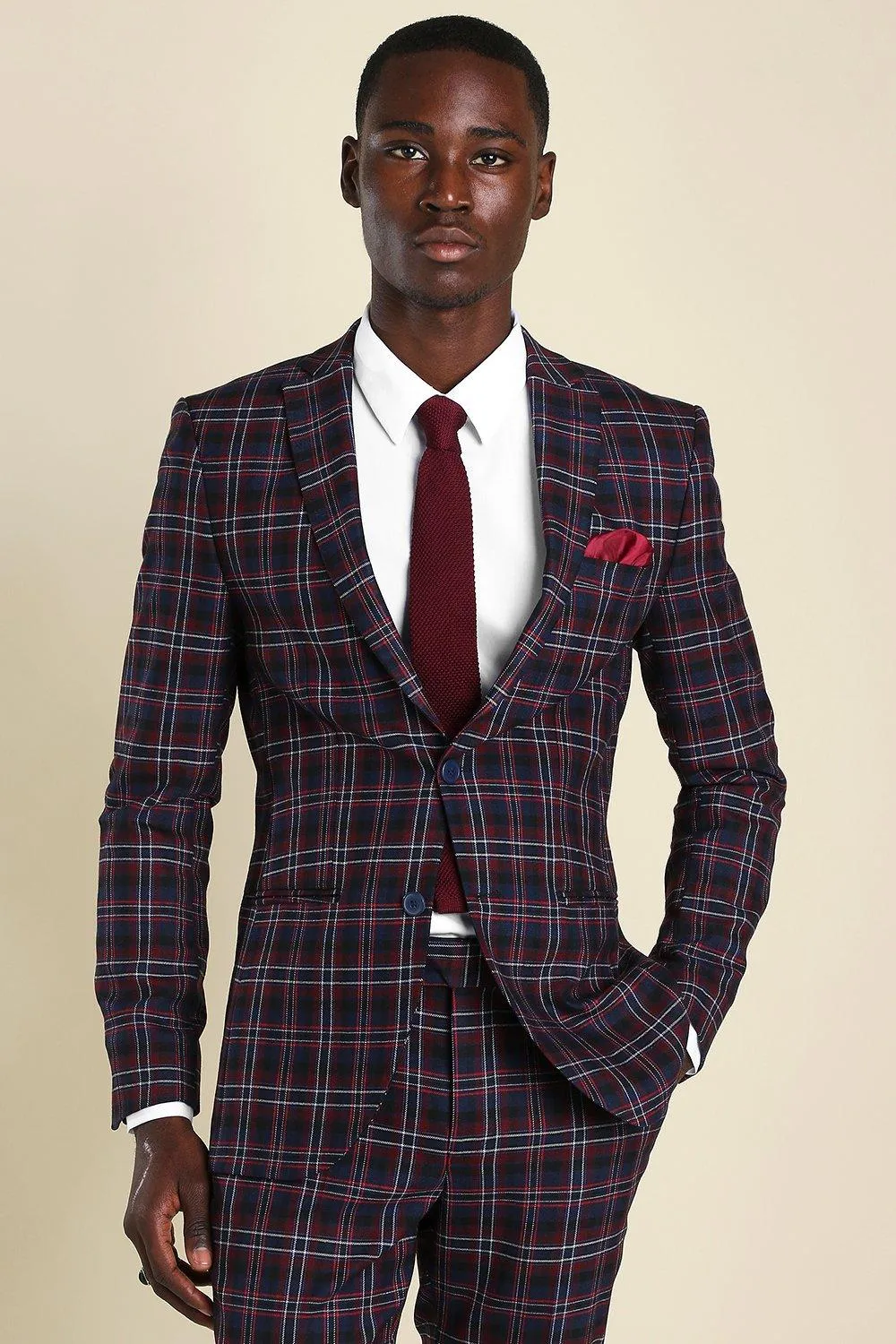 Super Skinny Plaid Suit Jacket