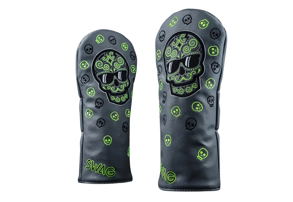 Swag Golf Sugar Skull Gray and Green Driver Headcover