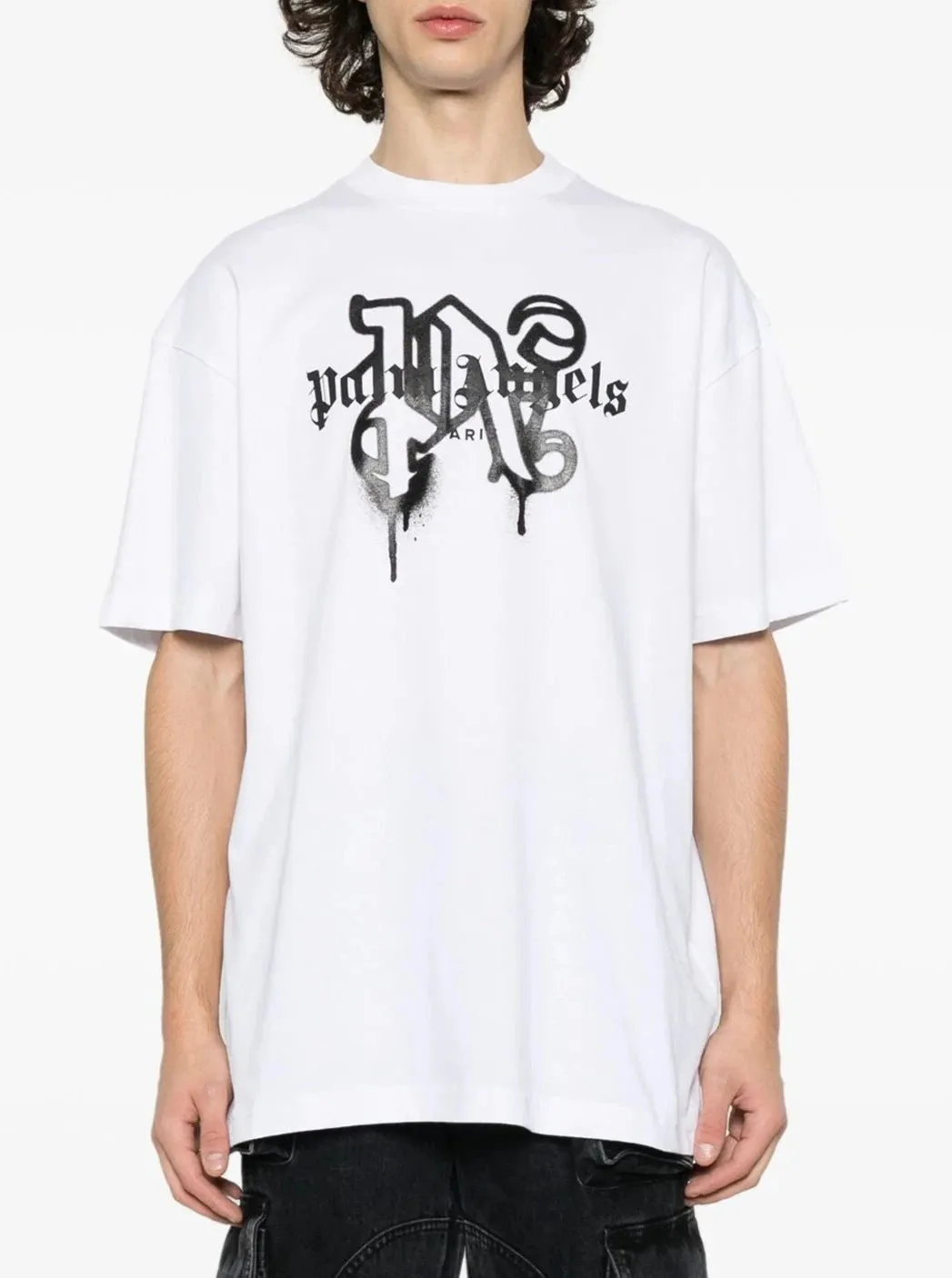 T-shirt PALM ANGELS monogram spray city Paris bianca