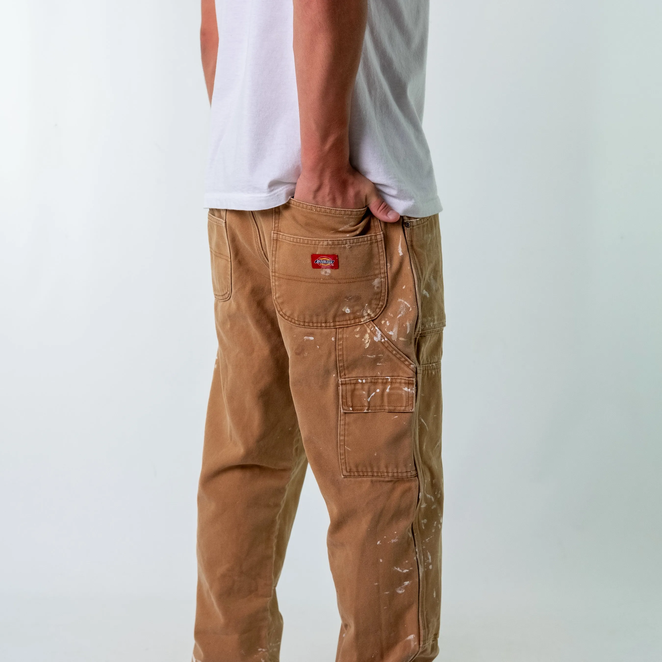 Tan 90s Dickies Denim Carpenter Jeans Baggy Pants (34x30)