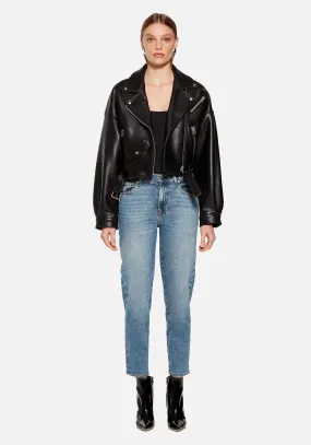 TANYA BIKER LEATHER JACKET BLACK