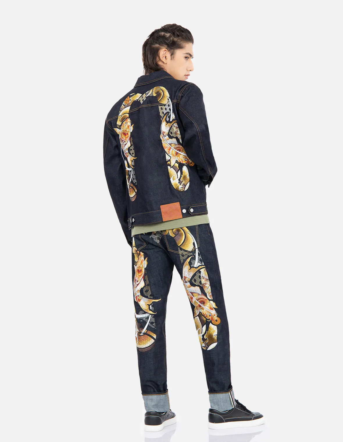 Tattoo Koi Daicock Embroidery Denim Jacket