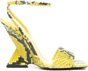 The Attico Cheope 110mm snake-effect sandals Yellow