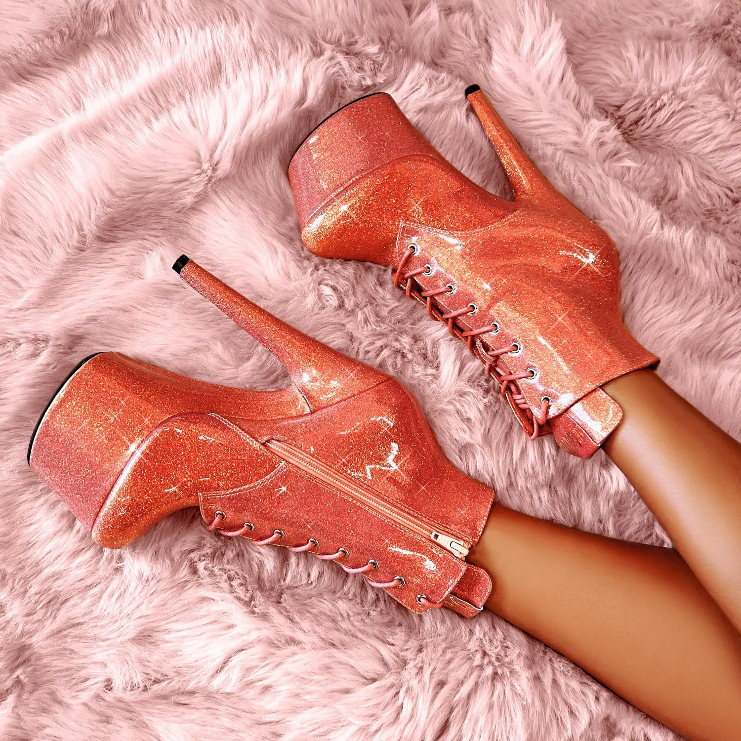 The Glitterati Ankle Boot - Tangerine Dream - 7 INCH