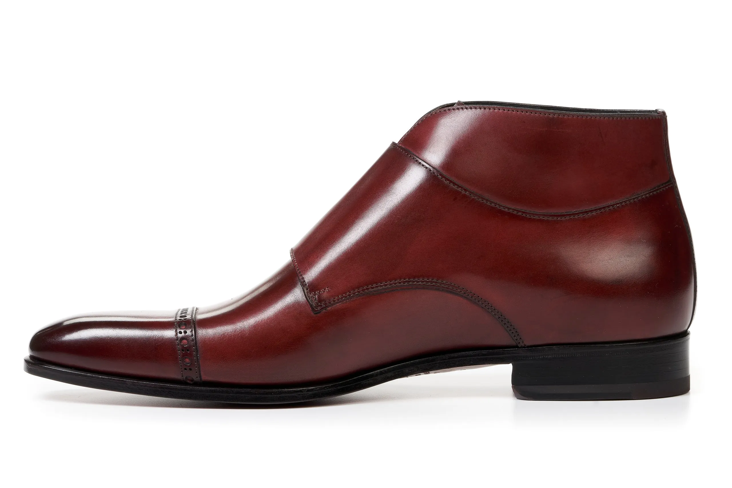 The Heston Double Monk Strap Boot - Oxblood