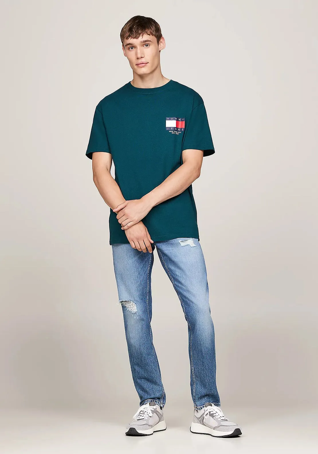 Tommy Jeans Flag Logo Graphic T-Shirt, Deep Seawater Green