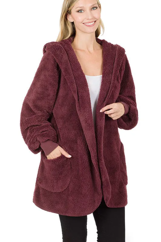 Ultra Soft Faux Fur Hooded Sweater (With Pockets)