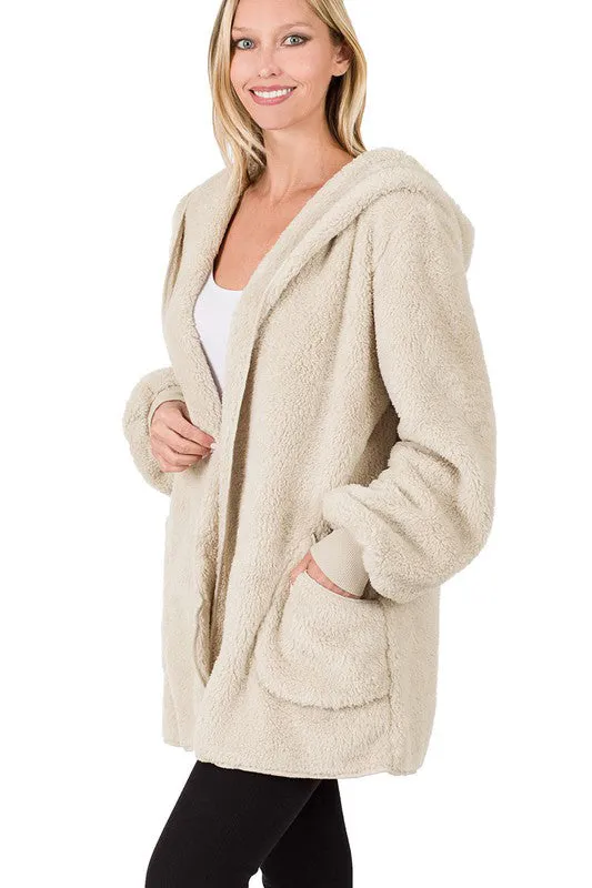 Ultra Soft Faux Fur Hooded Sweater (With Pockets)