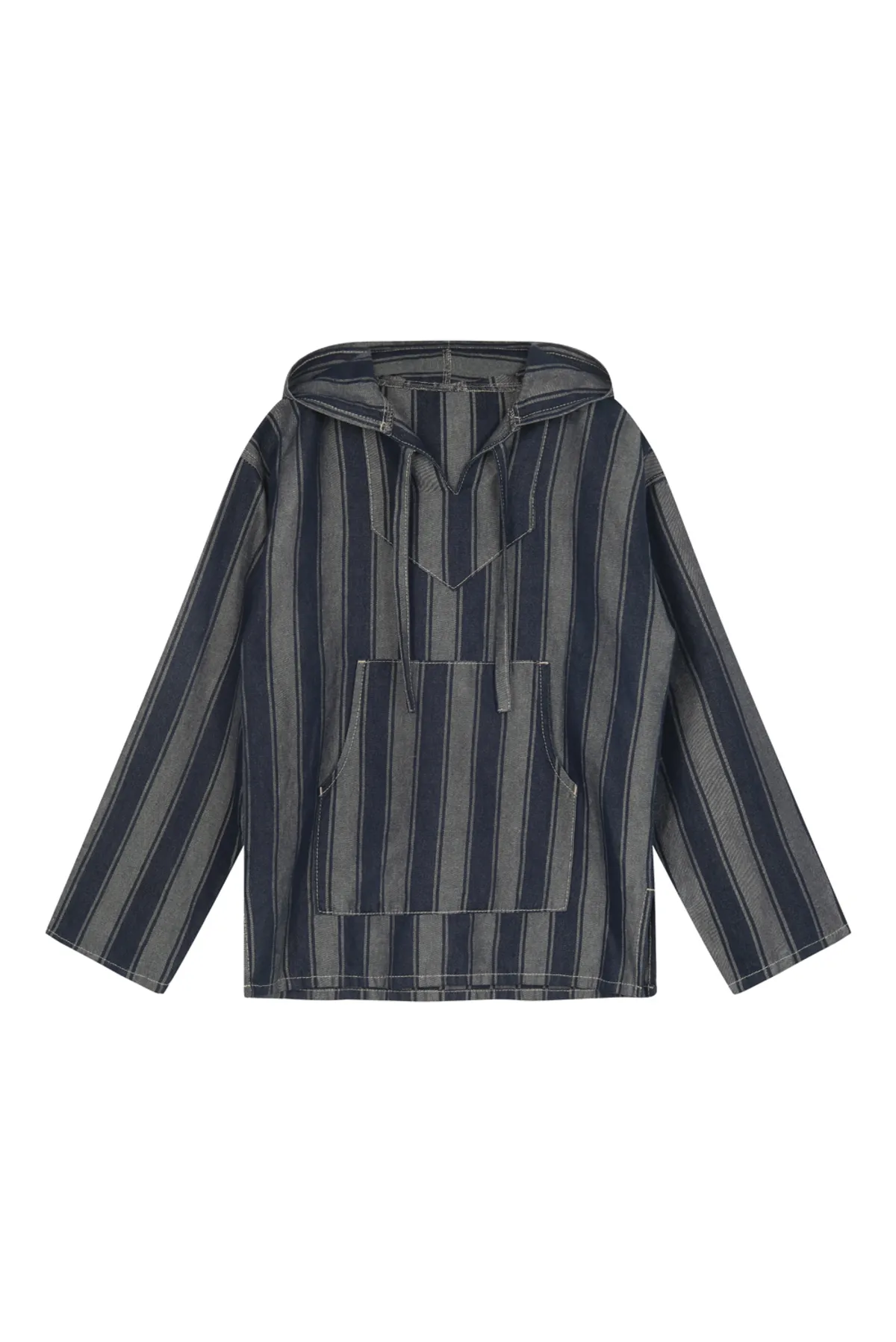 Unisex I AND ME Japanese Woven Stripe Hoody - navy stripe