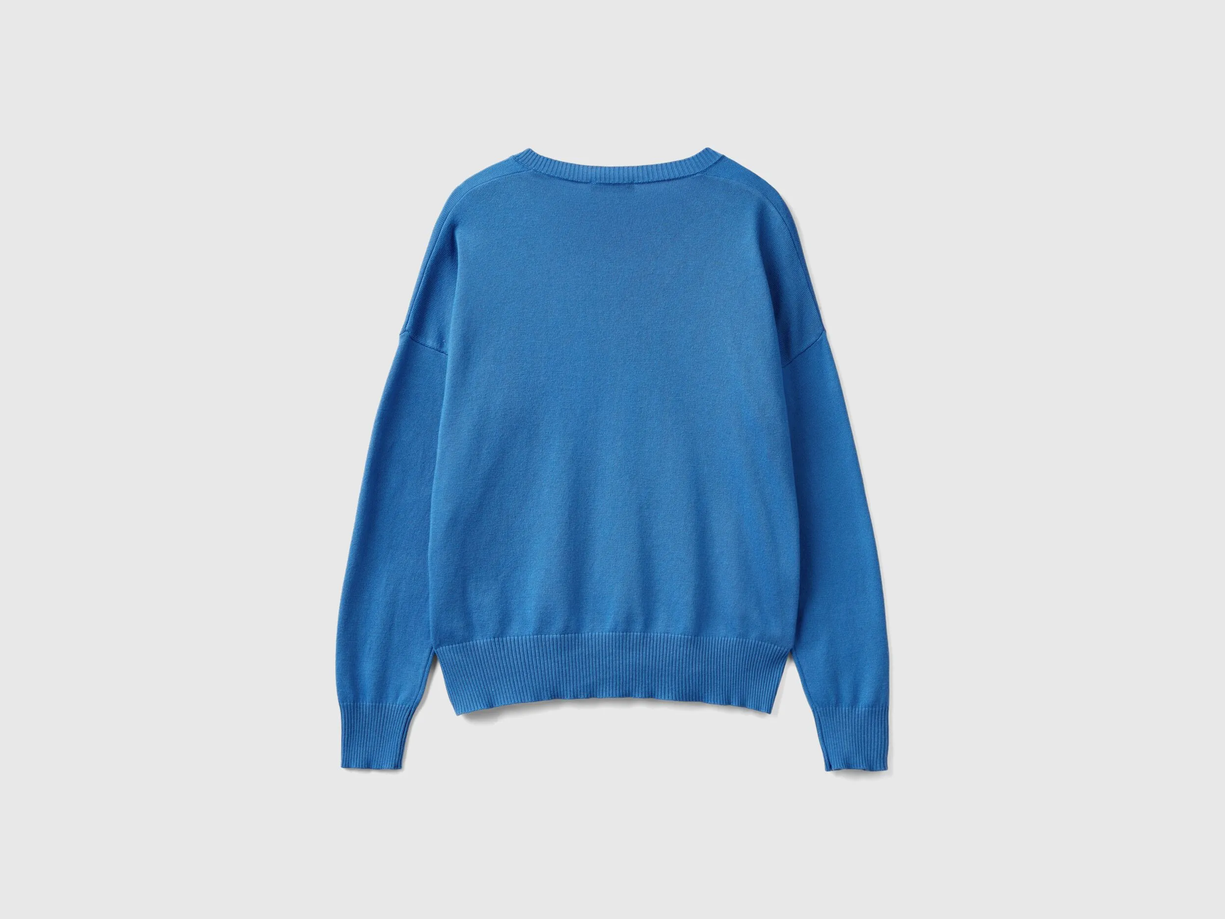 V-neck sweater in Modal® blend - Blue | Benetton