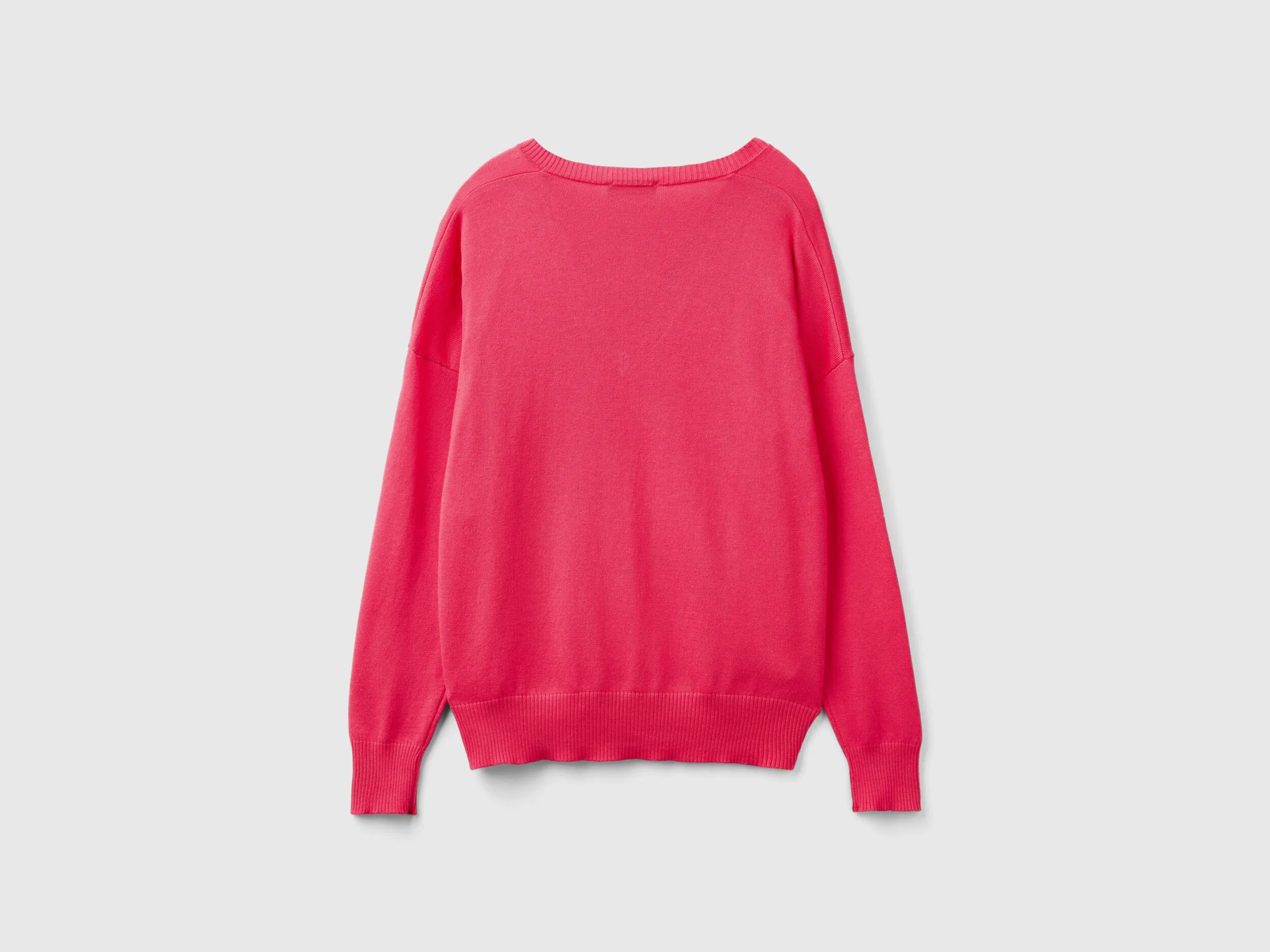 V-neck sweater in Modal® blend - Fuchsia | Benetton